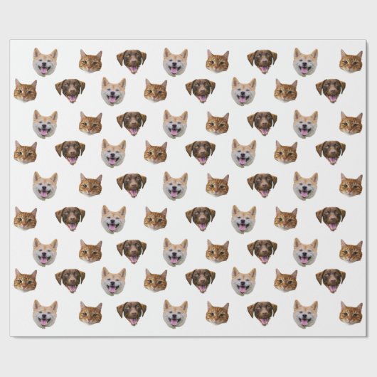 Gepersonaliseerde hond gezicht, hond kat moeder fo cadeaupapier (Vlak)