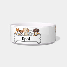 Gepersonaliseerde hond / kat met bot voerbakje