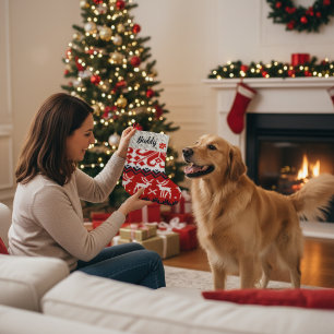 Gepersonaliseerde Hond Kerst Stocking Custom Name Grote Kerstsok