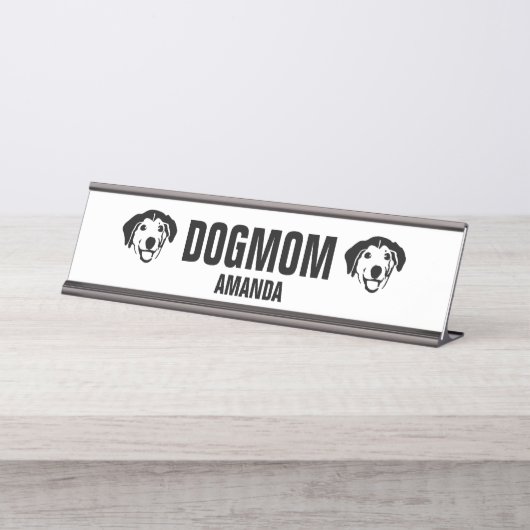 Gepersonaliseerde Hond Mam Custom Bureau Naambordje (Voorkant)