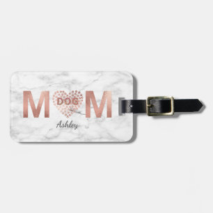 Gepersonaliseerde Hond Mama Roos Gold Paw Prints H Bagagelabel