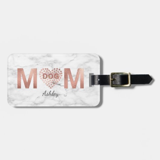 Gepersonaliseerde Hond Mama Roos Gold Paw Prints H Bagagelabel (Voorkant horizontaal)