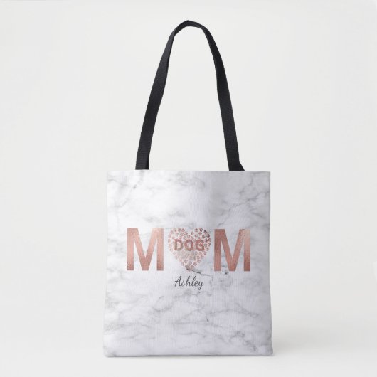 Gepersonaliseerde Hond Mama Roos Gold Paw Prints H Tote Bag (Voorkant)