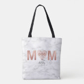 Gepersonaliseerde Hond Mama Roos Gold Paw Prints H Tote Bag (Achterkant)