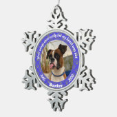 Gepersonaliseerde hond Memorial Blue Paw Prints Tin Sneeuwvlok Ornament (Rechts)