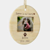 Gepersonaliseerde hond Memorial Foto Keramisch Ornament (Rechts)