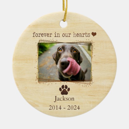 Gepersonaliseerde hond Memorial Foto Keramisch Ornament (Voorkant)