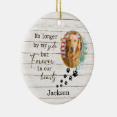 Gepersonaliseerde hond Memorial Paw Prints Foto Keramisch Ornament (Rechts)