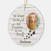 Gepersonaliseerde hond Memorial Paw Prints Foto Keramisch Ornament (Links)