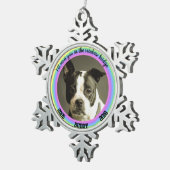 Gepersonaliseerde hond Memorial Rainbow Bridge Tin Sneeuwvlok Ornament (Rechts)