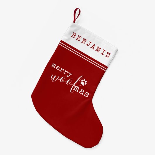 Gepersonaliseerde hond Merry WOOFmas Kleine Kerstsok (Voorkant (Hangend))