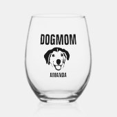 Gepersonaliseerde hond moeder aangepaste naam wijnglas zonder voet (Voorkant)