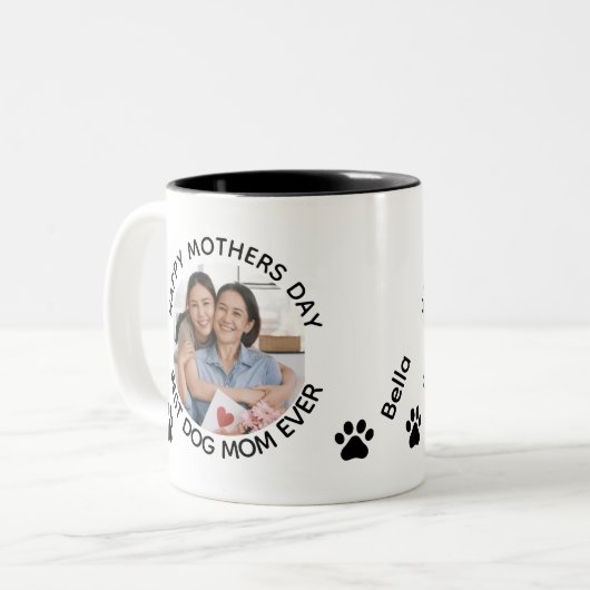 Gepersonaliseerde Hond moeder Huisdier Foto Gelukk Tweekleurige Koffiemok (Voorkant links)