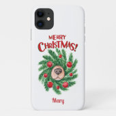 Gepersonaliseerde hond neus Vrolijk kerstkrans Case-Mate iPhone Case (Achterkant)