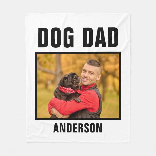 Gepersonaliseerde hond papa aangepaste foto fleece deken (Voorkant)
