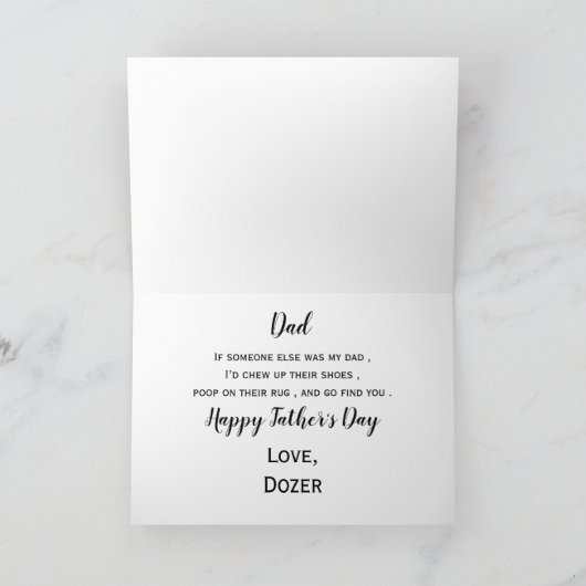 Gepersonaliseerde Hond Papa Grappige Foto Happy Fa Kaart (Binnen)