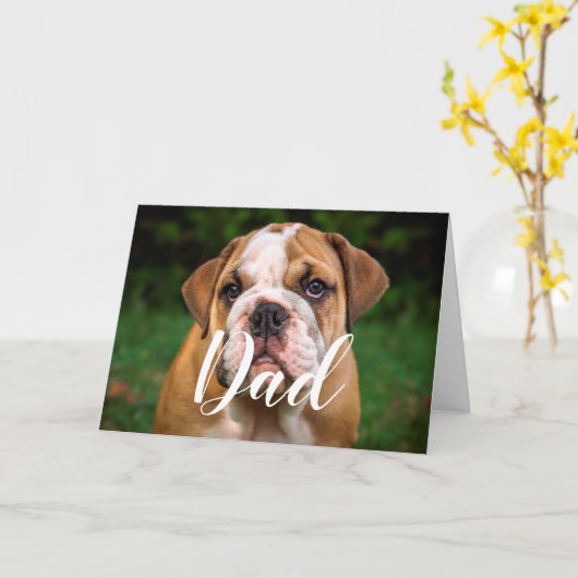 Gepersonaliseerde Hond Papa Grappige Foto Happy Fa Kaart (Gele Bloem)