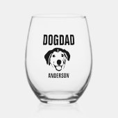 Gepersonaliseerde hond papa naam wijnglas zonder voet (Voorkant)