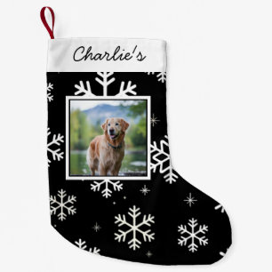 Gepersonaliseerde Hond Pet Foto Kerst Sneeuwvlokke Kleine Kerstsok