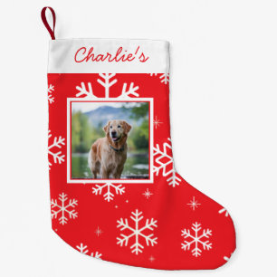 Gepersonaliseerde Hond Pet Foto Kerst Sneeuwvlokke Kleine Kerstsok