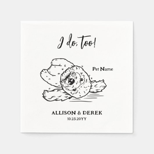 Gepersonaliseerde hond portret bruiloft servet (Voorkant)