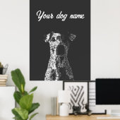 Gepersonaliseerde hond poster abstracte lijn kunst (Thuiskantoor)
