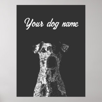 Gepersonaliseerde hond poster abstracte lijn kunst
