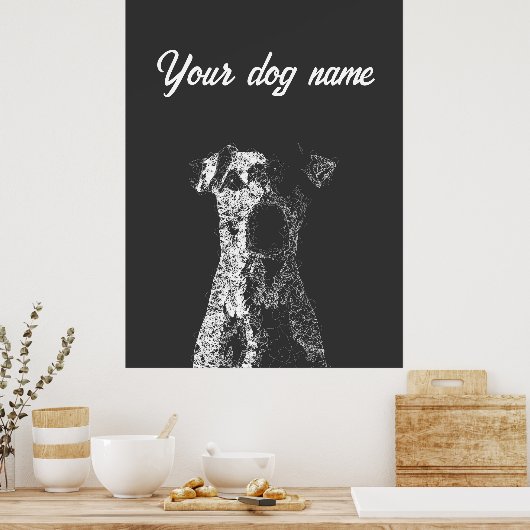 Gepersonaliseerde hond poster abstracte lijn kunst (Keuken)
