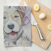 Gepersonaliseerde hond / puppy keukenhanddoek (Quarter Fold)