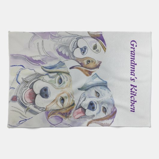 Gepersonaliseerde hond / puppy keukenhanddoek (Horizontaal)