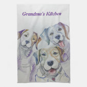 Gepersonaliseerde hond / puppy keukenhanddoek (Verticaal)