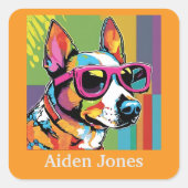 Gepersonaliseerde hond stickers kleurrijk (Voorkant)