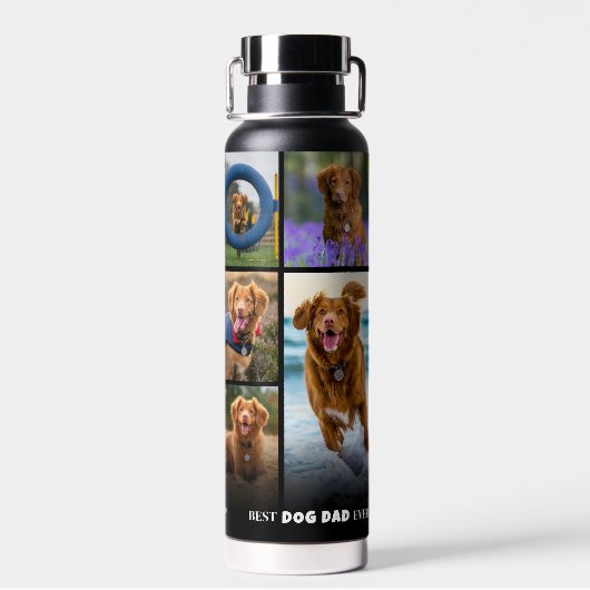 Gepersonaliseerde hond vader foto waterfles (Achterkant)