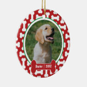 Gepersonaliseerde hond van rode en groene prints keramisch ornament (Rechts)