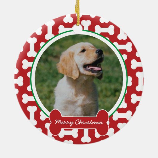 Gepersonaliseerde hond van rode en groene prints keramisch ornament (Achterkant)