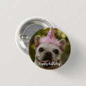 Gepersonaliseerde hond verjaardag ronde button 3,2 cm (Voorkant /achterkant)