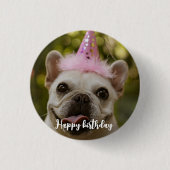 Gepersonaliseerde hond verjaardag ronde button 3,2 cm (Voorkant)