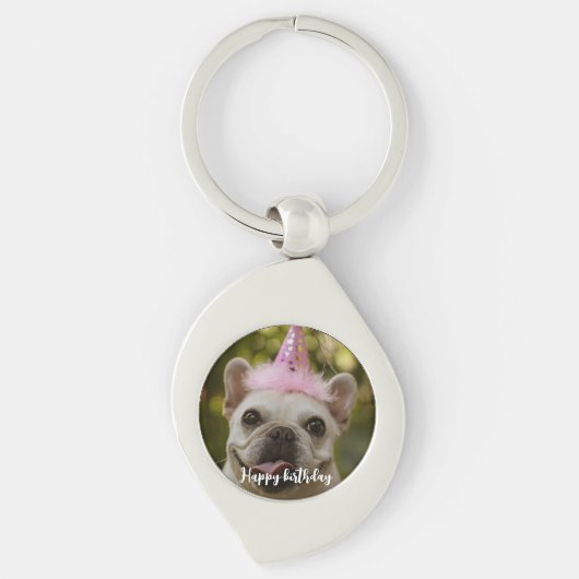 Gepersonaliseerde hond verjaardag sleutelhanger (Voorkant)