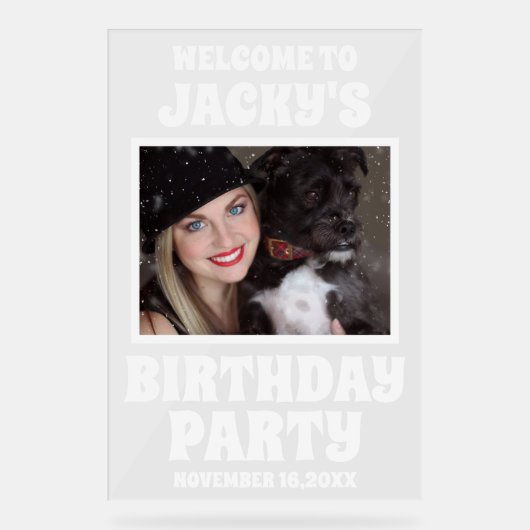 Gepersonaliseerde Hond Verjaardagsfeest Foto Welko Acryl Bord (Voorkant)