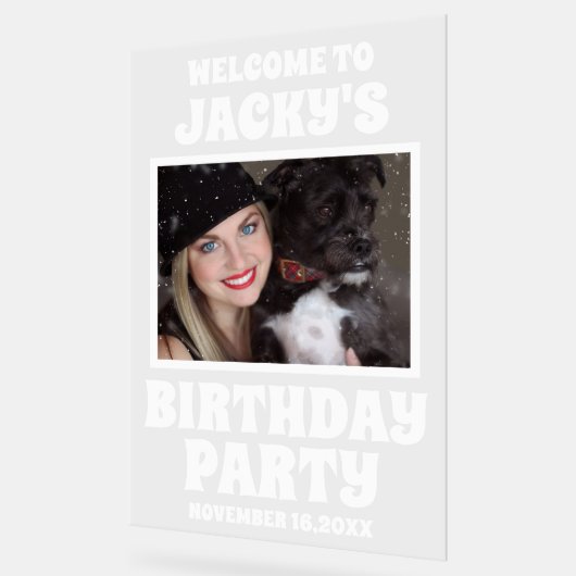 Gepersonaliseerde Hond Verjaardagsfeest Foto Welko Acryl Bord (Hoek)