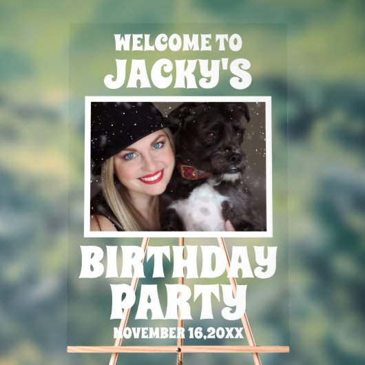 Gepersonaliseerde Hond Verjaardagsfeest Foto Welko Acryl Bord (Neutraal)