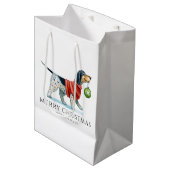 Gepersonaliseerde hond Waterverf Kerst Medium Cadeauzakje (Voorkant Gekanteld)