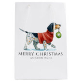 Gepersonaliseerde hond Waterverf Kerst Medium Cadeauzakje (Voorkant)