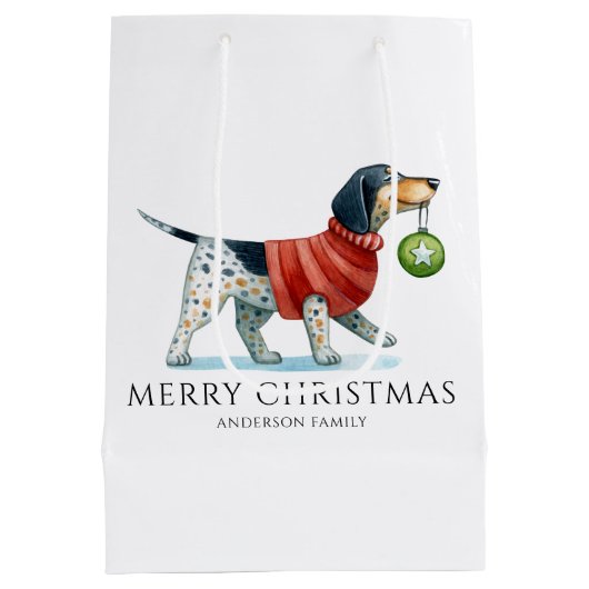 Gepersonaliseerde hond Waterverf Kerst Medium Cadeauzakje (Achterkant)