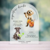 Gepersonaliseerde Hond Wedding Bar Drink Menu Acryl Bord (Neutraal)