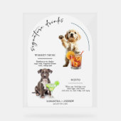 Gepersonaliseerde Hond Wedding Bar Drink Menu Acryl Bord (Voorkant)