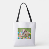 Gepersonaliseerde hondenfoto en naam Canvas tas (Achterkant)