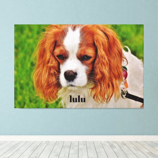 Gepersonaliseerde hondenfoto en tekst canvas afdruk (Insitu (Houten vloer))