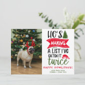 Gepersonaliseerde Hondenfoto Kerst Afbeelding Cust Feestdagenkaart (Staand voorkant)