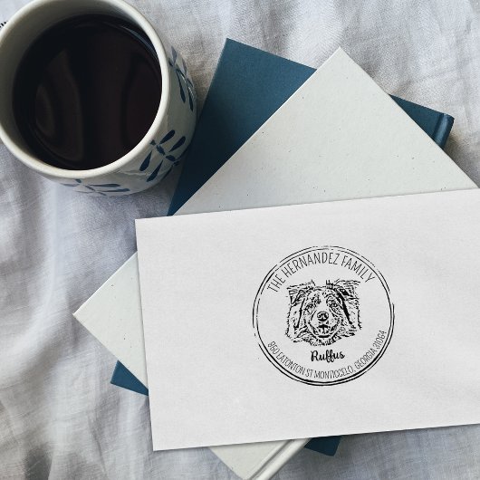 Gepersonaliseerde hondenfoto met retouradres rubberstempel